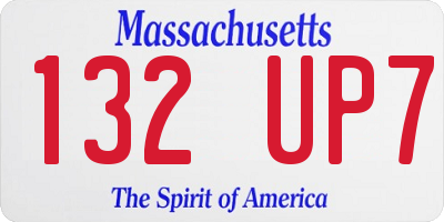 MA license plate 132UP7
