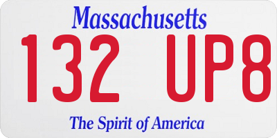 MA license plate 132UP8