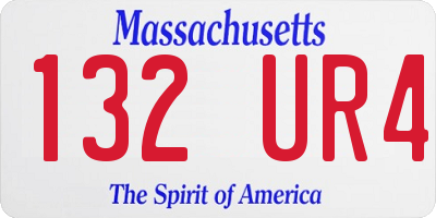 MA license plate 132UR4