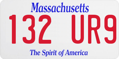 MA license plate 132UR9