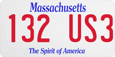 MA license plate 132US3