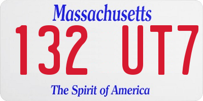 MA license plate 132UT7