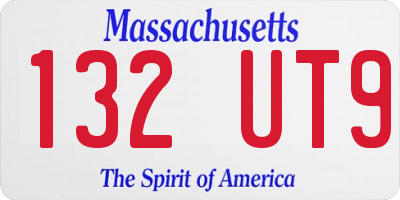 MA license plate 132UT9