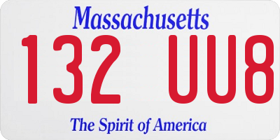 MA license plate 132UU8