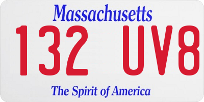 MA license plate 132UV8