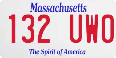MA license plate 132UW0