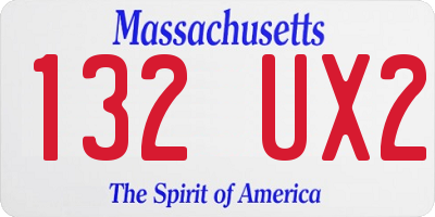 MA license plate 132UX2