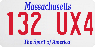MA license plate 132UX4