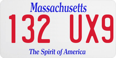 MA license plate 132UX9
