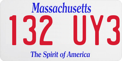 MA license plate 132UY3