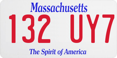 MA license plate 132UY7