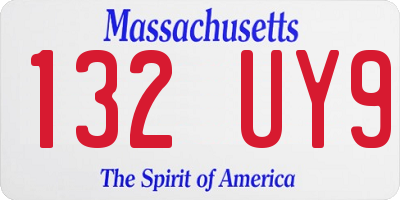 MA license plate 132UY9