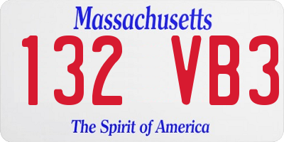 MA license plate 132VB3