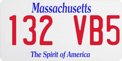 MA license plate 132VB5