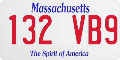 MA license plate 132VB9