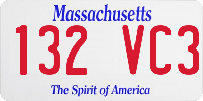 MA license plate 132VC3