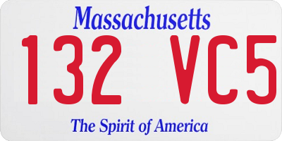 MA license plate 132VC5