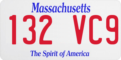 MA license plate 132VC9