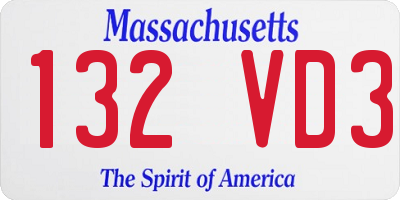 MA license plate 132VD3