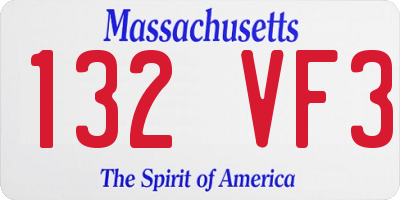 MA license plate 132VF3