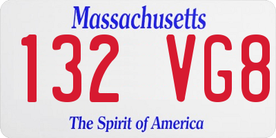 MA license plate 132VG8
