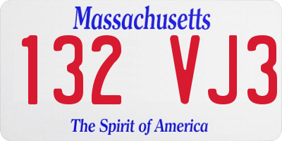 MA license plate 132VJ3