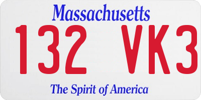 MA license plate 132VK3