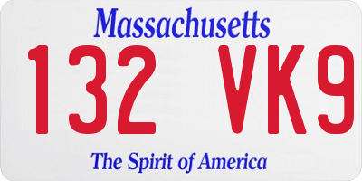 MA license plate 132VK9