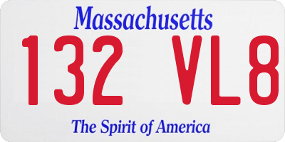 MA license plate 132VL8