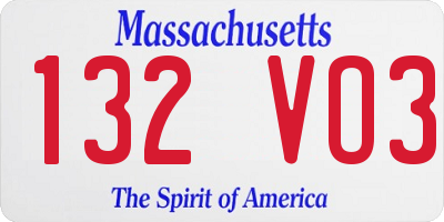 MA license plate 132VO3