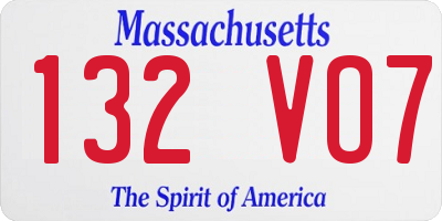 MA license plate 132VO7