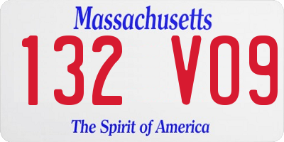 MA license plate 132VO9