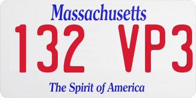 MA license plate 132VP3