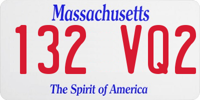MA license plate 132VQ2