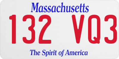 MA license plate 132VQ3