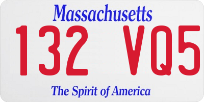 MA license plate 132VQ5