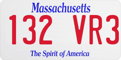 MA license plate 132VR3