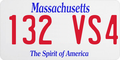 MA license plate 132VS4