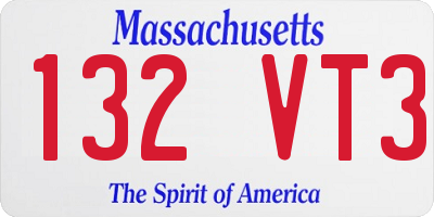 MA license plate 132VT3