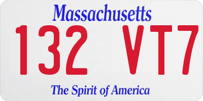MA license plate 132VT7