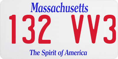 MA license plate 132VV3