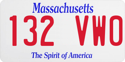 MA license plate 132VW0