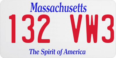 MA license plate 132VW3