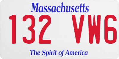 MA license plate 132VW6