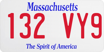 MA license plate 132VY9