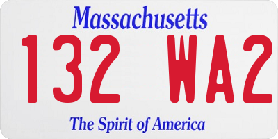 MA license plate 132WA2