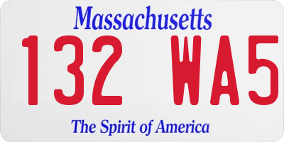 MA license plate 132WA5