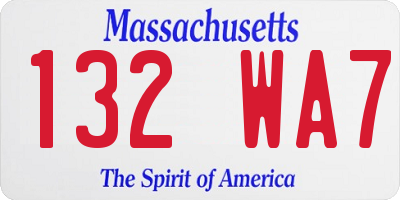 MA license plate 132WA7