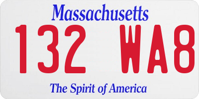 MA license plate 132WA8