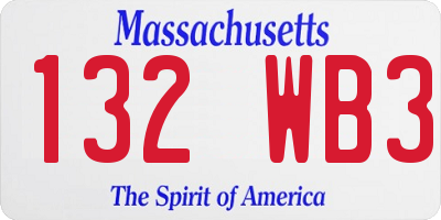 MA license plate 132WB3